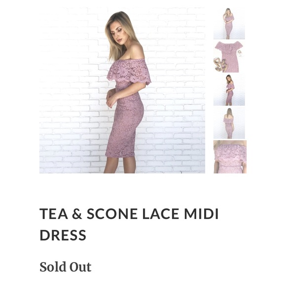 Mauve pink lace midi dress - Picture 2 of 5